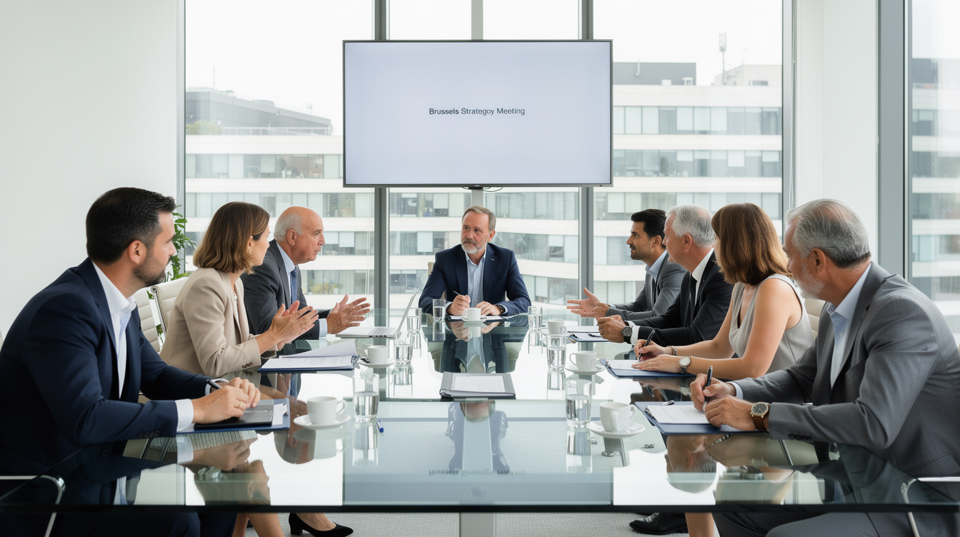 Business professionals meeting in a modern boardroom